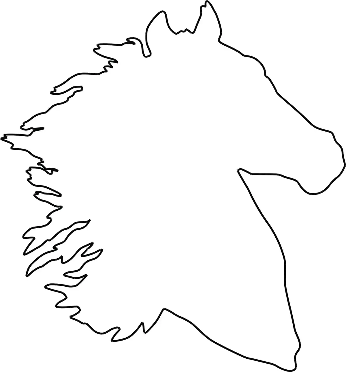 Free Download Coloring PDF, Horse Head Silhouette Kids Coloring Pages Pdf
